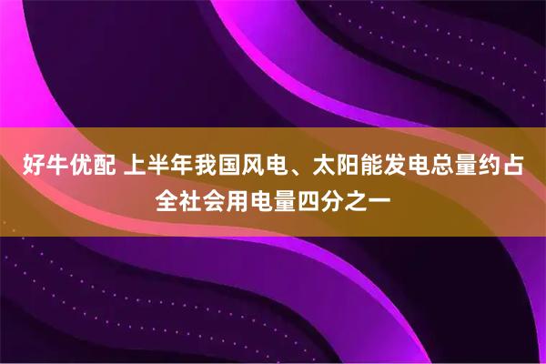 好牛优配 上半年我国风电、太阳能发电总量约占全社会用电量四分之一